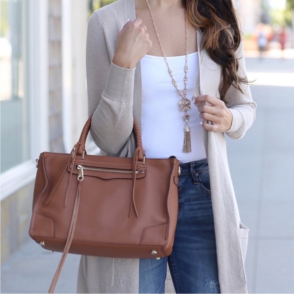 Rebecca Minkoff Brown Leather Regan Satchel Bag - Picture 3 of 12